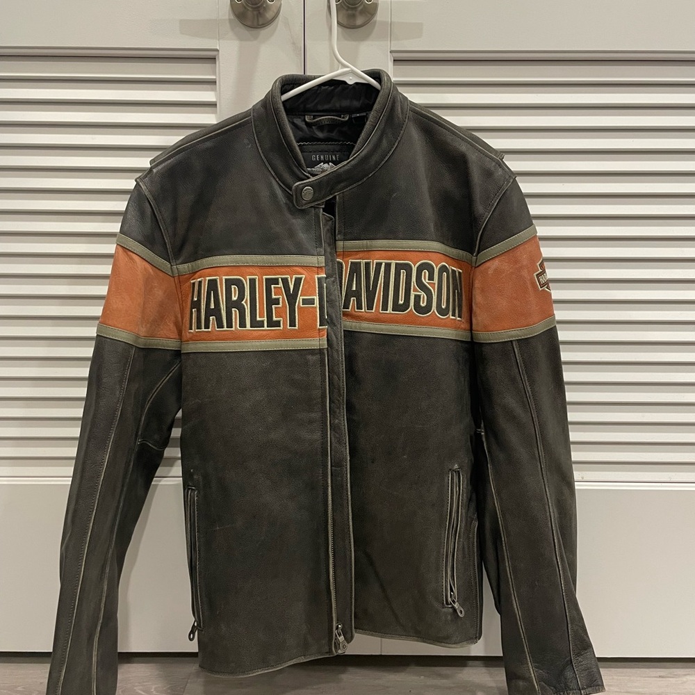 Harley-Davidson Men's Black and Brown Leather Jacket